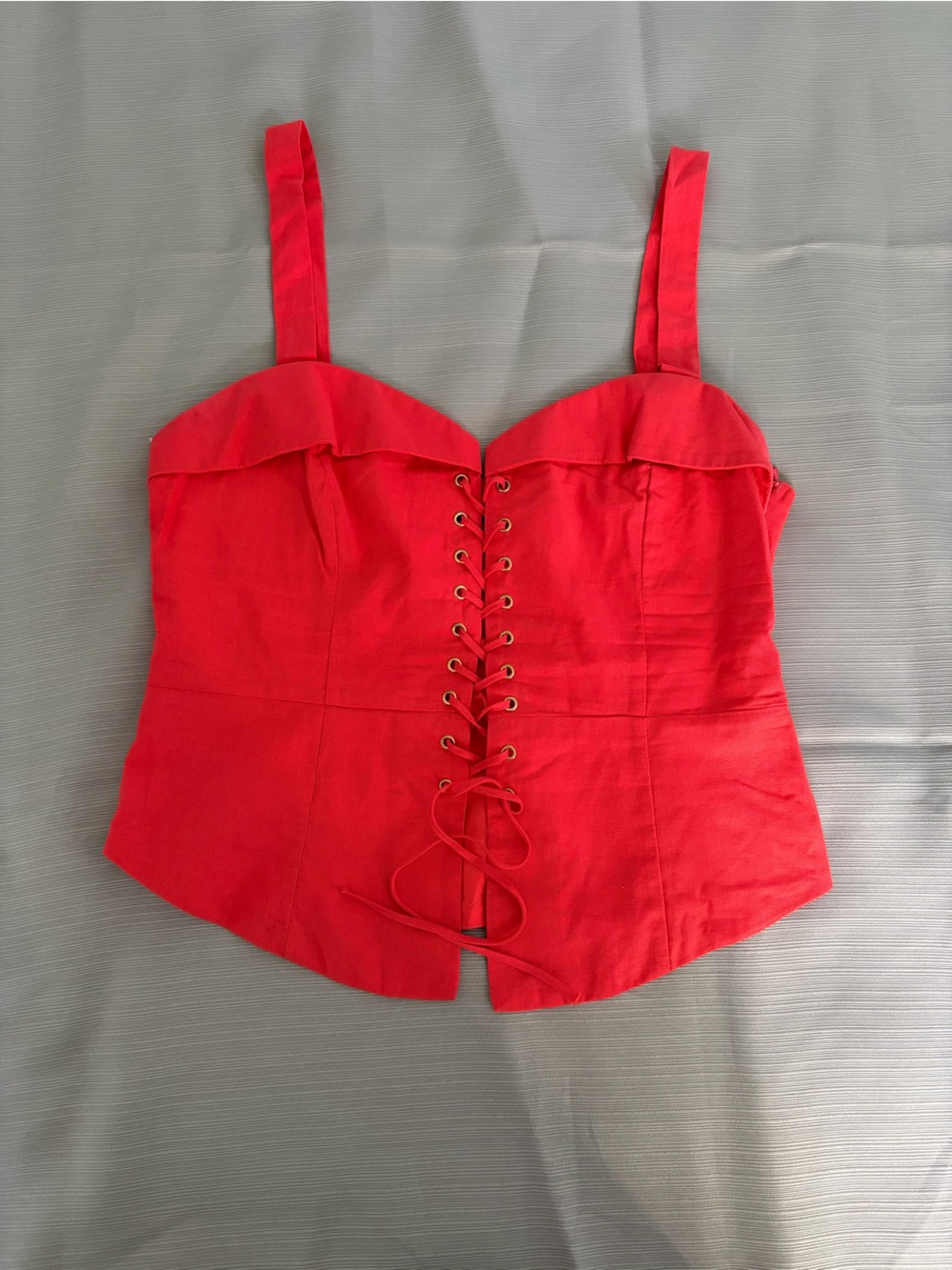 Lulu's Red Lace-Up Corset-Style Crop Top